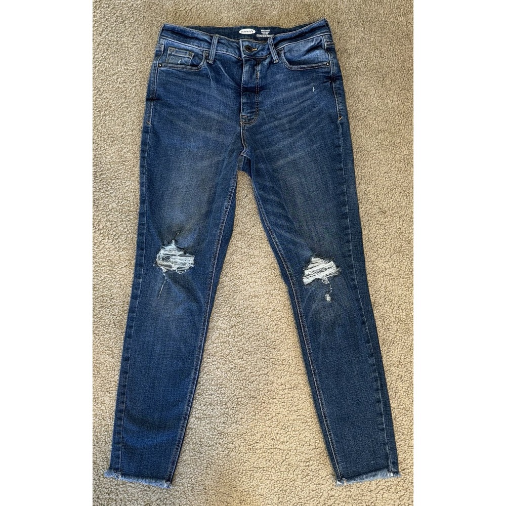 Old Navy Rockstar Super Skinny High-rise Jeans Sz 4 Secret-slim Pockets Raw Hem